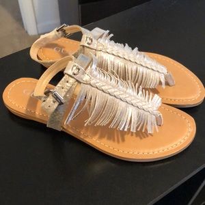 Silver feather sandals